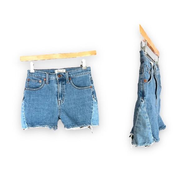 MADEWELL | High Rise Two-Tone Denim Shorts (24) - Picture 1 of 6